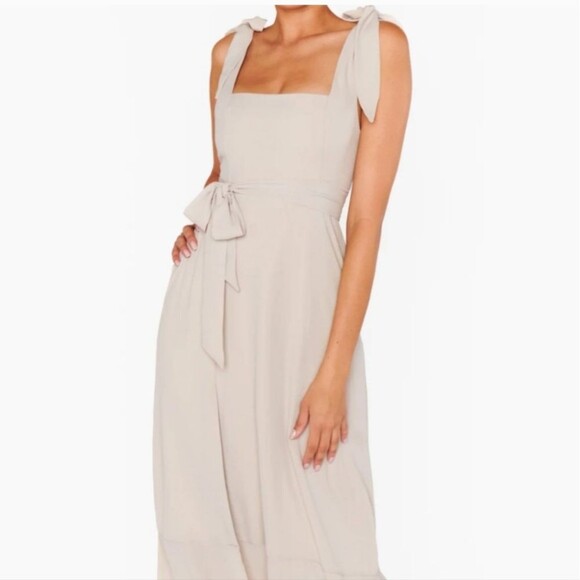 Show Me Your MuMu Dresses & Skirts - Claire Midi Dress in "Show Me the Ring" Beige Sz M NWT